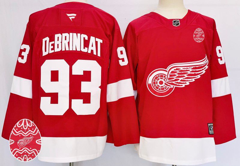 Men Detroit Red Wings 93 Debrincat Red Fanatics 2025 NHL Jersey style 1